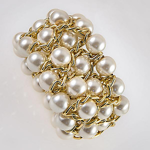 BR314: Exotic White or Black Pearl and Gold Bracelet
