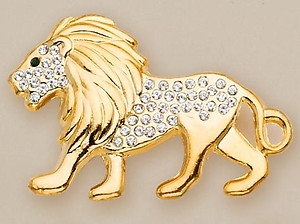 PA227L: Golden Lion with Austrian Crystals