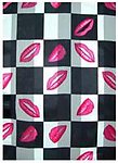 SS32: Black & White Red Lips Scarf