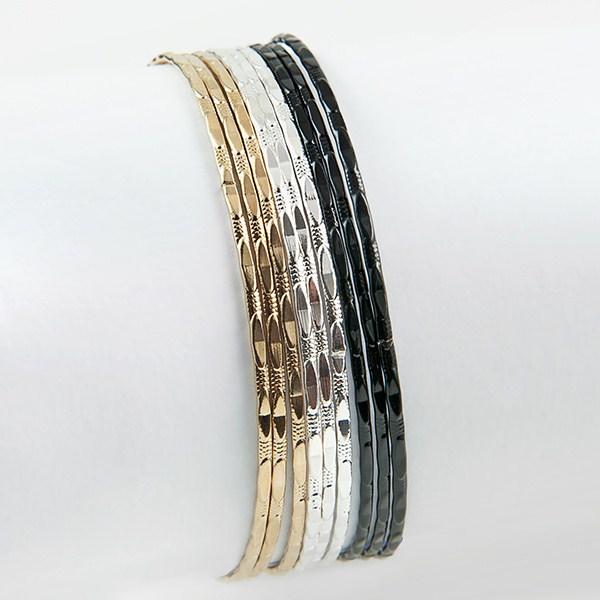 BR281: Assorted Silver, Gold and Black Bangles