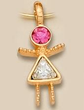CH08P: New Recruit / Girlfriends Charm with Pink Crystal in Gold or Silver
