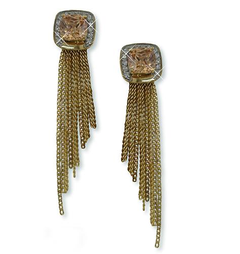 EA178G: Designer Topaz Amber CZ Earrings in Gold