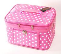 LL03PK: 2-Piece Train Case Set in Pink w/ Polka Dots
