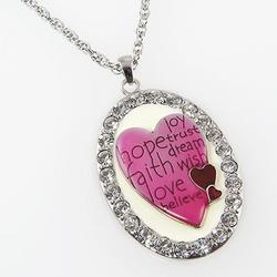 NA207: Hope, Faith, Love, Believe... Heart Necklace