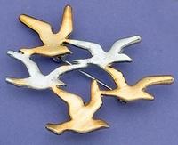 PA147: 2-Tone Flock of Birds Pin