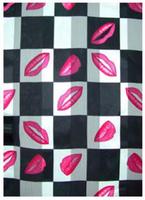 SS32: Black & White Red Lips Scarf