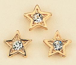 TA395: Star Tacs with Crystal in Gold or Silver, dozen count
