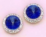EA60BL: Large Blue Swarovski Crystal Classic Button Earrings
