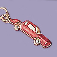 CH33: Red Enamel Car Charm (2-Count) with Crystal in Gold or Silver
