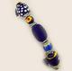 BR89B: Dark Blue Glass Bead Stretch Bracelet