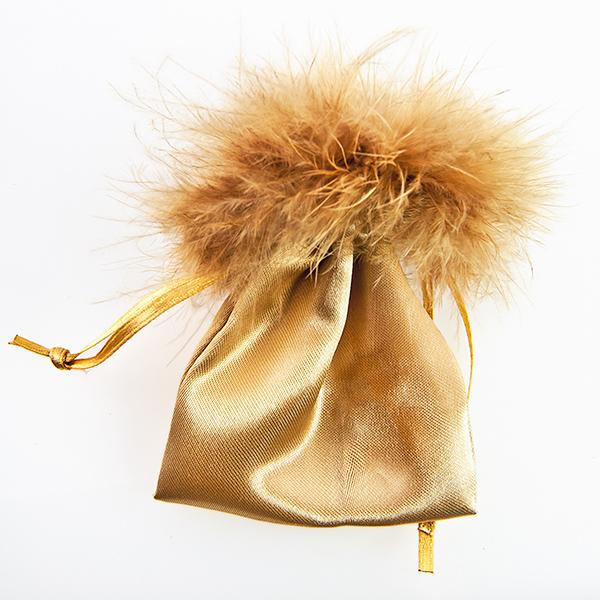 BXP23T: Feather Golden Satin Gift Bag
