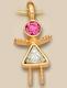 CH08P: New Recruit / Girlfriends Charm with Pink Crystal in Gold or Silver