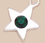 CH56SG: Silver Star Charm with Green Crystal