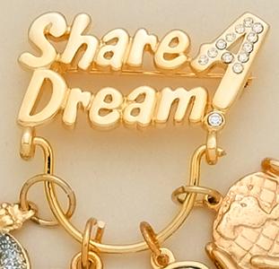 CHP015: Share A Dream Crystal & Gold Charm Holder Pin