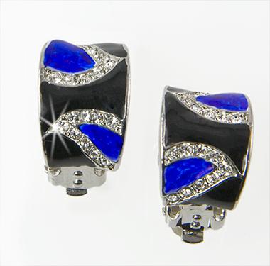 EA530: Black & Dark Blue Enamel Earrings