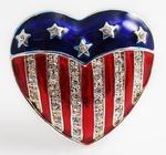 PA530: Red, White & Blue Crystal Heart Pin