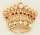 PA09M: Pearl & Multi-color Crystal Crown Pin