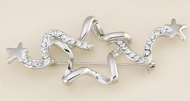 PA446: Triple Star Pin with Crystals
