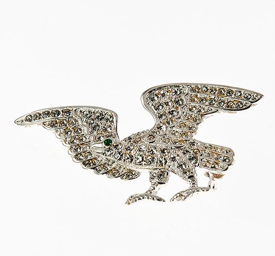 PA592: Silver Crystal Eagel Pin