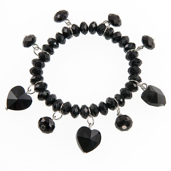 SN12B :Black Crystal Heart Bracelet & Earring Set