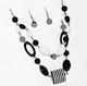 SNT285: Black & White Designer Necklace & Earring Set