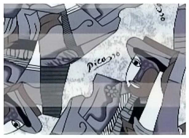 SS14BK: Black & White Picasso Scarf