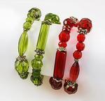 XM33: Jewel Tone Bracelets in Red or Green - 6 Pack