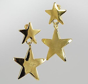 EA305: Double Star Dangle Earrings in Silver or Gold