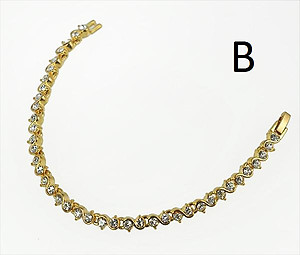 BR12G: Traditional Tennis Bracelet in Gold With Austrian Crystals