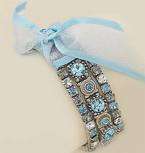 BR15AQ: Triple Light Blue Crystal Stretch Bracelet