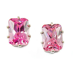 EA210P: Emerald Cut Pink Ice Earrings