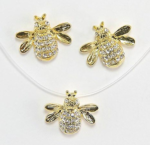 EA237PR: Bee Earrings & Necklace Set