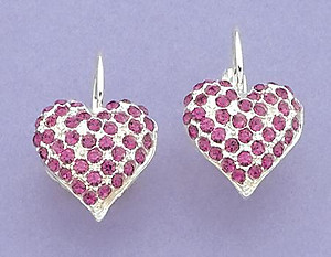 EA261P: Pink Crystal Heart Earrings