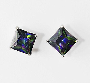 EA310BK: Black AB Multi-Facetted Earrings