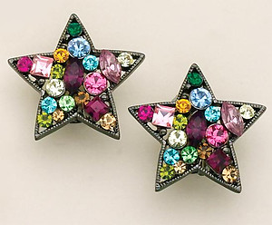 EA365: Multi-Color Crystal Star Earrings