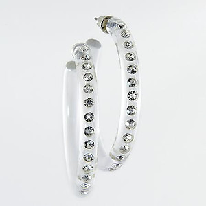 EA474C: Stylish Clear Hoop Earring w/ Crystals