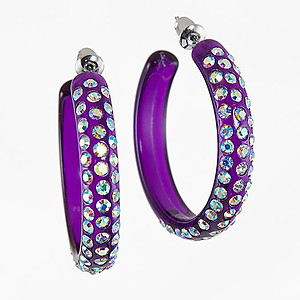 EA539: Dark Violet Crystal Hoops