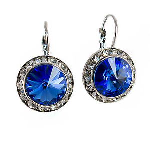 EA560MS:Classic Swarovski Designer Drop Medium Sapphire Earrings