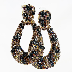 EA572: Exotic Crystal Leopard / Cheetah Doorknocker Earrings