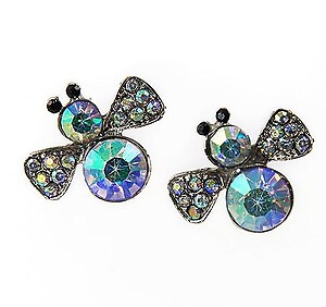 EA625: AB Crystal Bee Earrings