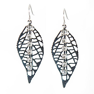 EA672: Elegant Gold or Silver Leaf Earrings