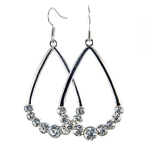 EA698: Silver or Gold Tear Drop Hoop Earrings