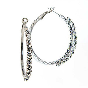 EA710: Stylish Crystal Hoop Earrings