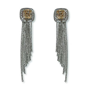 EA178S: Elegant Amber / Topaz CZ Earrings in Silver