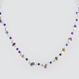 NA289: Natural Amethyst & Stone and Pearl Necklace