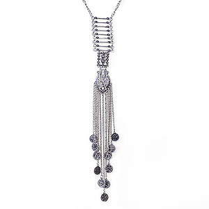 NA349: Elegant Silver Tassel Necklace