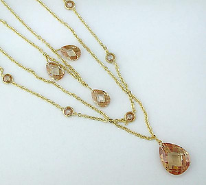 NC131: Multi-Strand Topaz CZ Chandelier Necklace