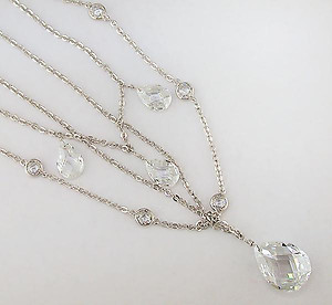 NC131: Multi-Strand Topaz CZ Chandelier Necklace