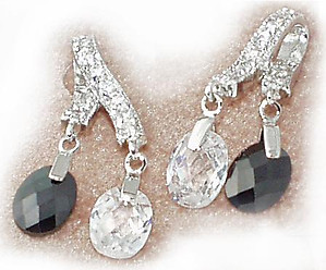 NC50: Jet & Diamond CZ Earrings