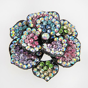 PA579: AB Austrian Crystal Floral Pin